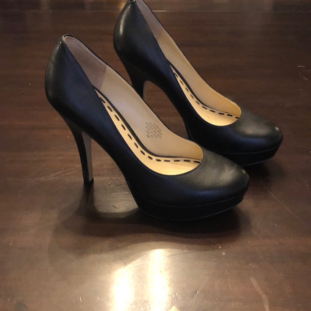 Black leather heels